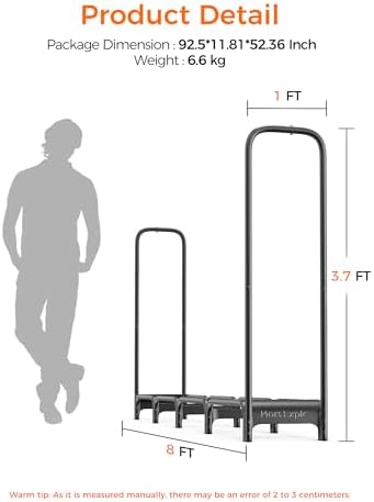 8ft firewood rack outdoor with cover, heavy duty, view 9