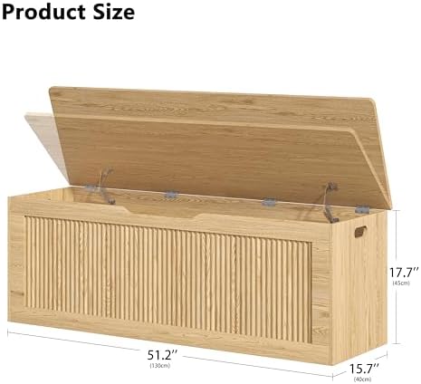 akxomel 51.2" fluted storage chest wooden storage trunk shown in use