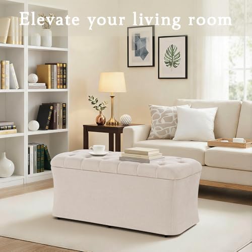 onbrill storage ottoman bench, end of bed bench showing dimensions