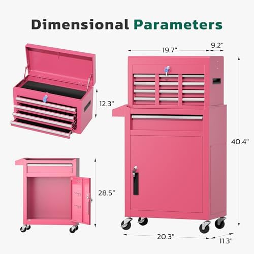 greenvelly 5-drawer tool chest with wheels, pre-assembled rolling, close-up detail