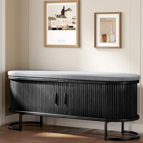 decofy shoe storage bench with cushion and sliding, main product view