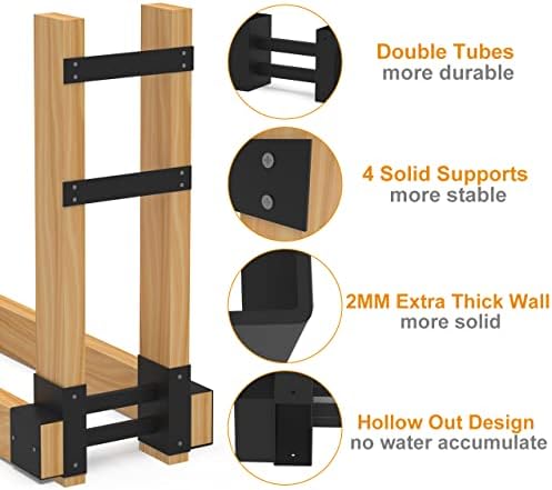 outdoor firewood rack brackets kit for fire wood, close-up detail
