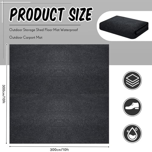 shed floor mat 10 x 10 ft, pe shown in use