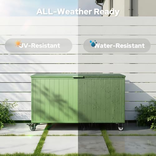 150 gallon outdoor storage box with wheels, metal, package contents