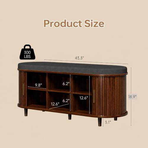 entryway bench with storage: 43.31" wooden bedroom shoe shown in use