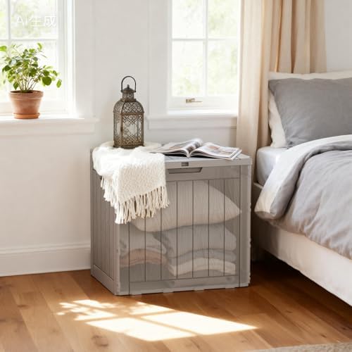 35 gallon outdoor storage box, lockable waterproof deck, close-up detail
