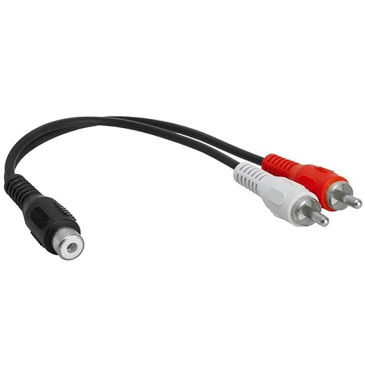 Cmple - 2 RCA Male to 1 RCA Female Stereo Audio Y-Cable, Plugs to Jack by Cmple