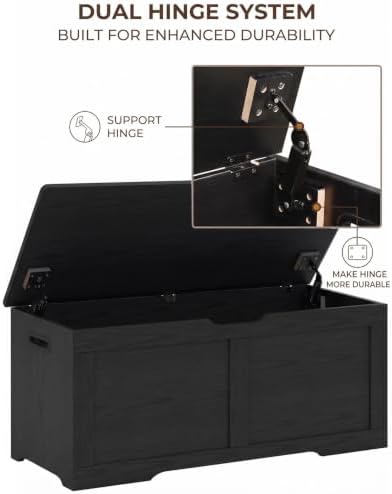 timberer 39.4" storage chest with 2 safety hinges, side view