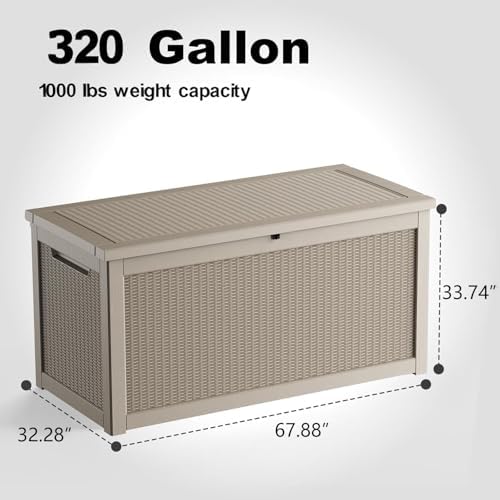 320 gallon waterproof outdoor storage box, uv resistant shown in use