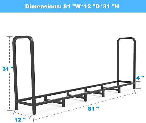 6.7ft firewood rack holder, adjustable heavy duty fire shown in use