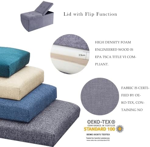 storage ottoman bench foldable footrest foot stool, 30", view 10