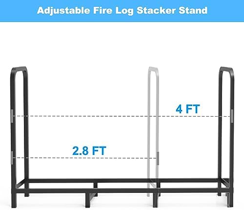 4ft firewood rack holder, adjustable heavy duty fire on a desk or shelf