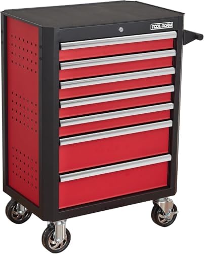upgrade 7-drawer rolling tool chest with locking wheels, side view