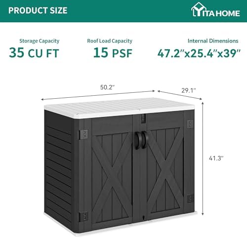 yitahome outdoor horizontal storage shed with x-shaped lockable, package contents
