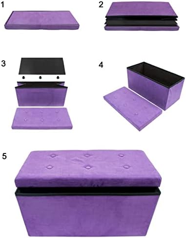 sorbus collapsible storage ottoman bench (purple, medium (15”, view 9