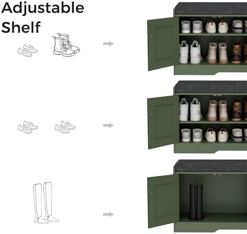 homleke shoe storage bench, 4 doors & thickened on a desk or shelf