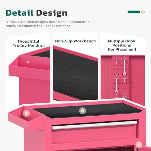 greenvelly 5-drawer tool chest with wheels, pre-assembled rolling showing dimensions
