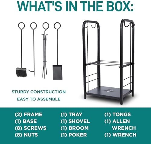 serenelife heavy duty firewood rack holder, metal log, package contents
