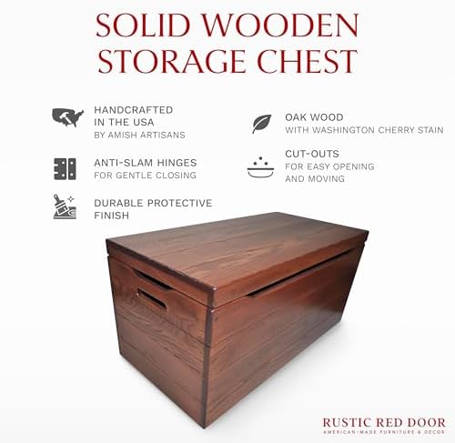 amish made wooden storage chest trunk box with shown in use