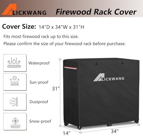 outdoor waterproof 34 inch small firewood rack cover shown in use