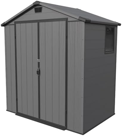 patiowell 6x4 ft plastic outdoor storage shed with, front angle view