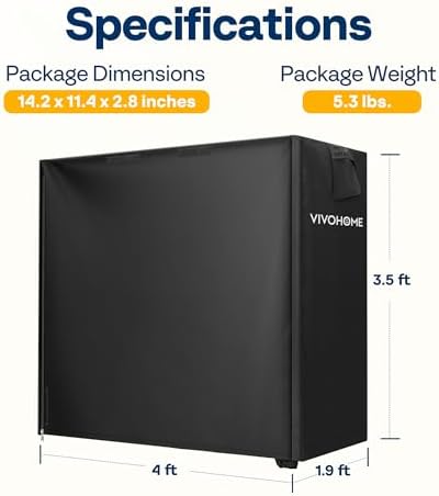 vivohome 4ft waterproof outdoor firewood log rack cover showing dimensions