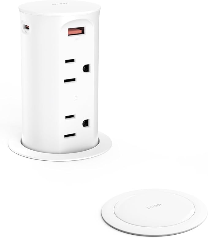 2.5 inch Hole Pop up Outlet for Countertop, 20W USB C, 4 USB Ports, 4 Outlets by Jgstkcity