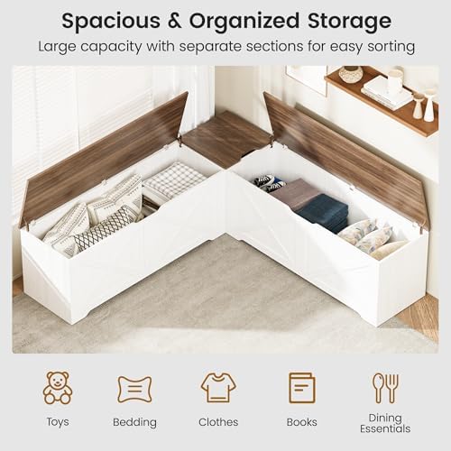 l shaped storage bench, 63" corner bench with, package contents