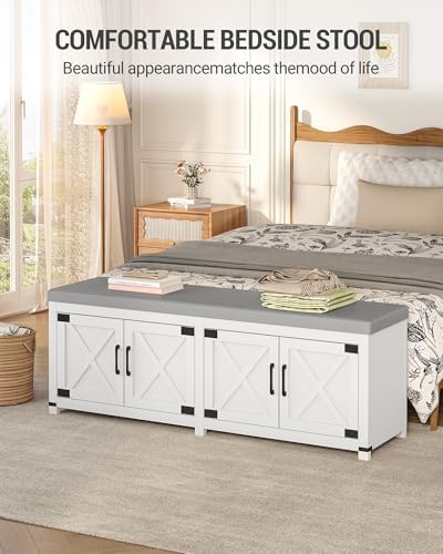 hzuaneri 59" shoe storage bench, with soft padded, close-up detail
