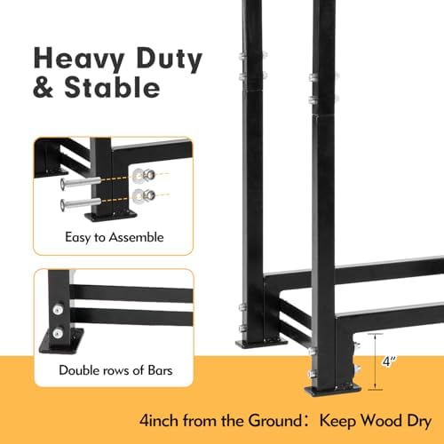 nalone 4ft outdoor firewood rack with cover, heavy, package contents