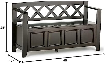 simplihome amherst 48" wide solid wood storage bench, view 15