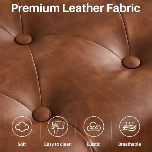 softhion 55.5" end of bed bench, faux leather showing dimensions