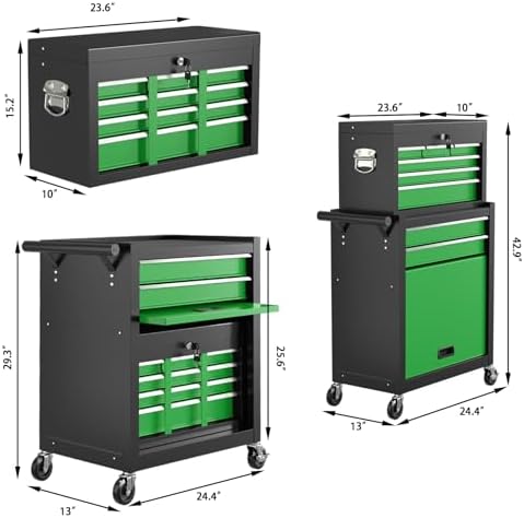 8 drawers rolling tool chest with drawers, high shown in use