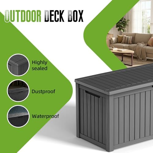 200 gallon outdoor storage deck box waterproof resin, close-up detail