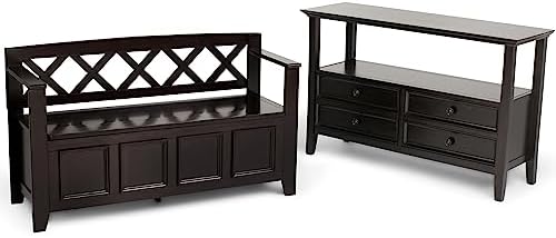 simplihome amherst 48" wide solid wood storage bench, view 13