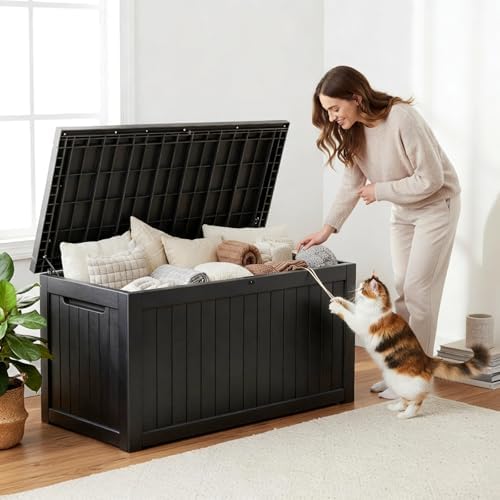 269 gallon large outdoor storage box, waterproof deck, front angle view