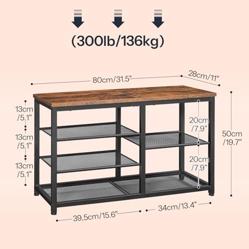 hoobro shoe bench, 5-tier shoe rack bench, industrial shown in use