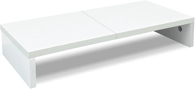 TEAMIX 20 inch White Monitor Stand Riser, Wood Desktop Stand by TEAMIX