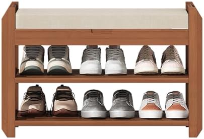 27.6" entryway shoe rack bench with cushion, 2-tier, view 9