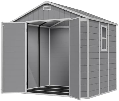 amopatio 8x6 ft resin shed, outdoor storage shed, view 9