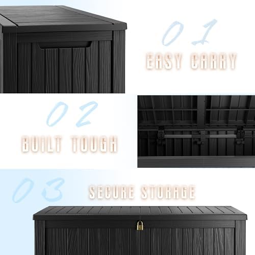 tarkari 200 gallon outdoor storage box waterproof, resin, package contents