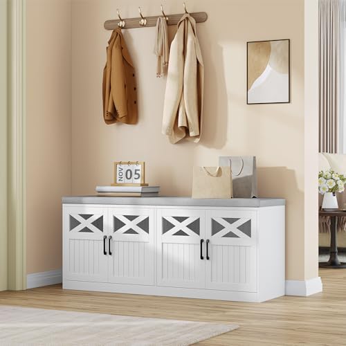 hzuaneri 47.2" shoe storage bench with 4 barn, front angle view