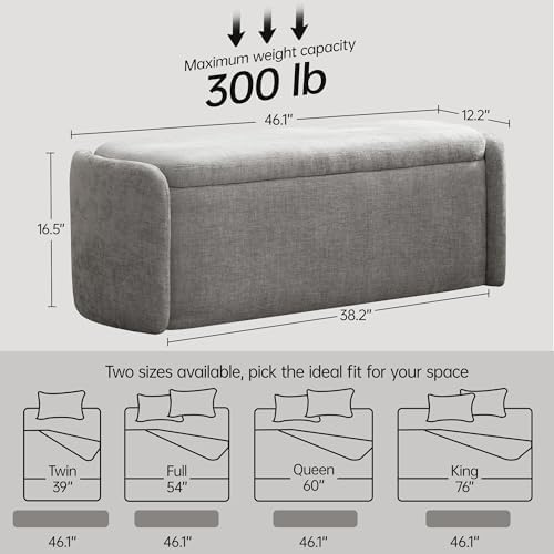 vknow 46" oval storage ottoman bench, upholstered end shown in use