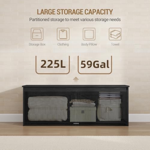 hzuaneri 47 inches rustic storage chest and bench, side view