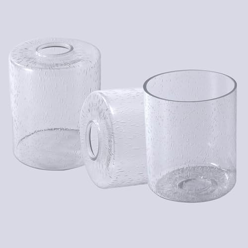 3 Pack Seeded Glass Lamp Shade Replacement, 5.7 in Height, 4.72 in Diameter, 1.7inch Fitter Opening, Bubble Seeded Glass Replacement for Wall sconces, Chandeliers and Bathroom Vanity Lights.