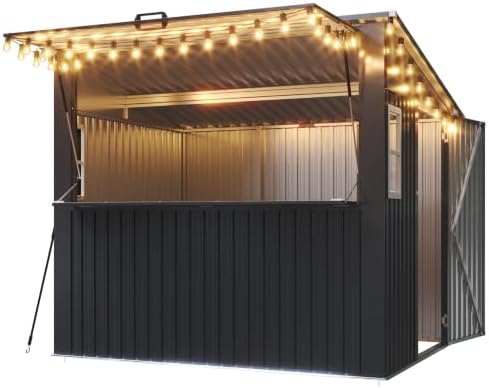 aoxun 8x7 ft outdoor bar shed with canopy, view 9