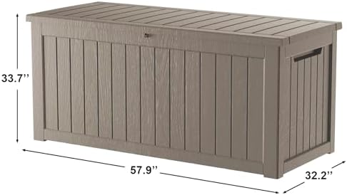 320 gallon outdoor storage box waterproof, lockable resin, close-up detail