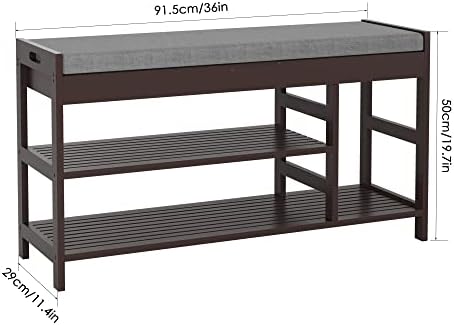 2-tier shoe rack bench with flip-top storage, 36" shown in use