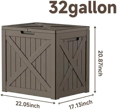 32 gallon waterproof resin storage deck box, light shown in use