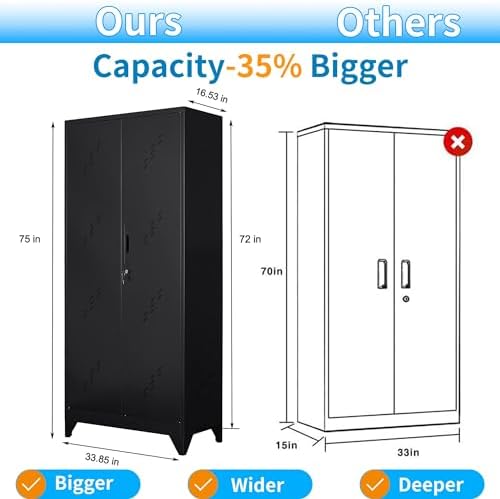 metal storage cabinet, 75" cleaning tool cabinet with, close-up detail